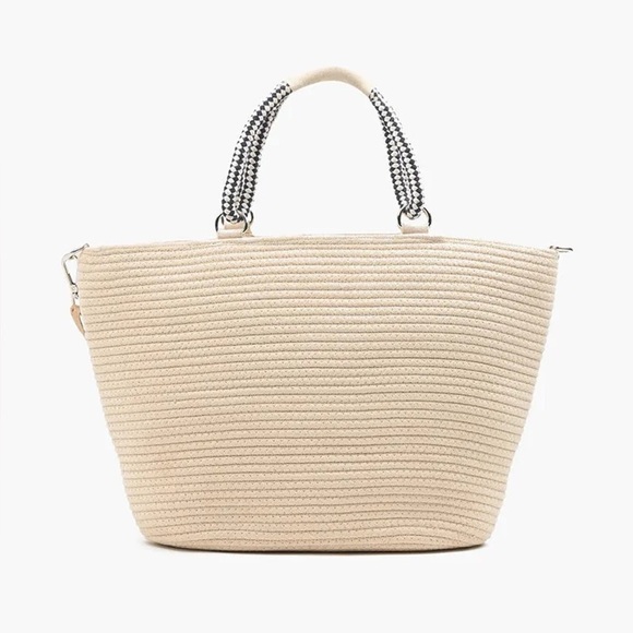 New! America & Beyond Sea Horse Embellished Large Jute Shoulder Tote Bag⚓️🌊 NWT - Picture 2 of 9